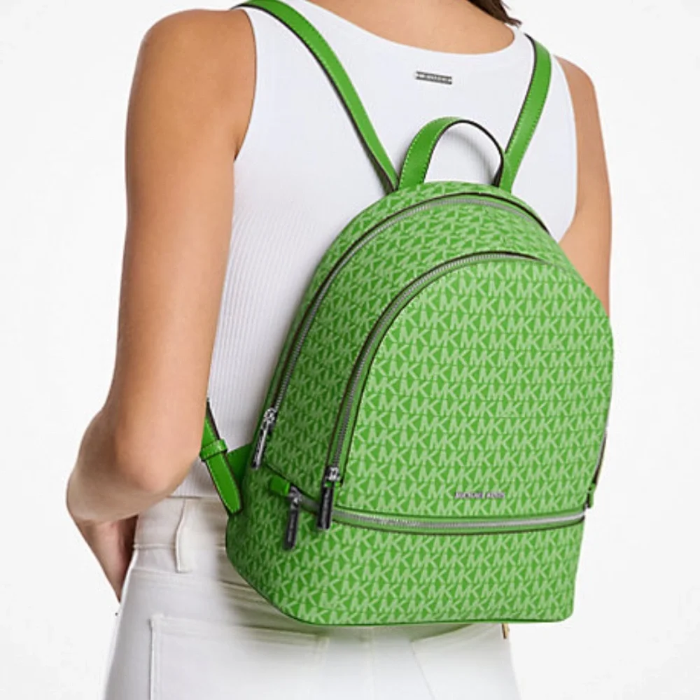 Michael Kors Rhea Medium Signature Logo Backpack
Jungle Green 
NWT - Picture 4 of 16